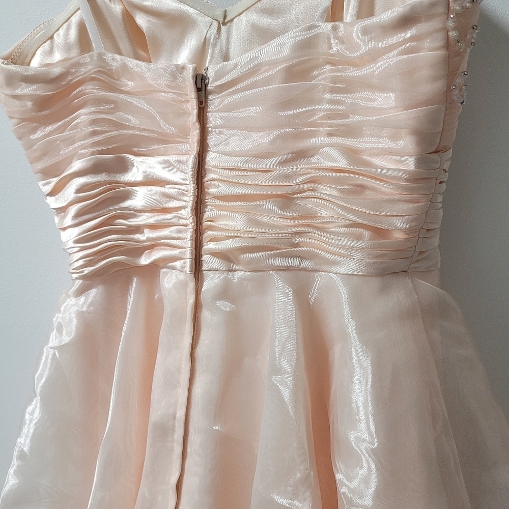 Vintage Laura Rhinestone Cocktail Dress Pink Salmon Size 4 - Picture 9 of 15